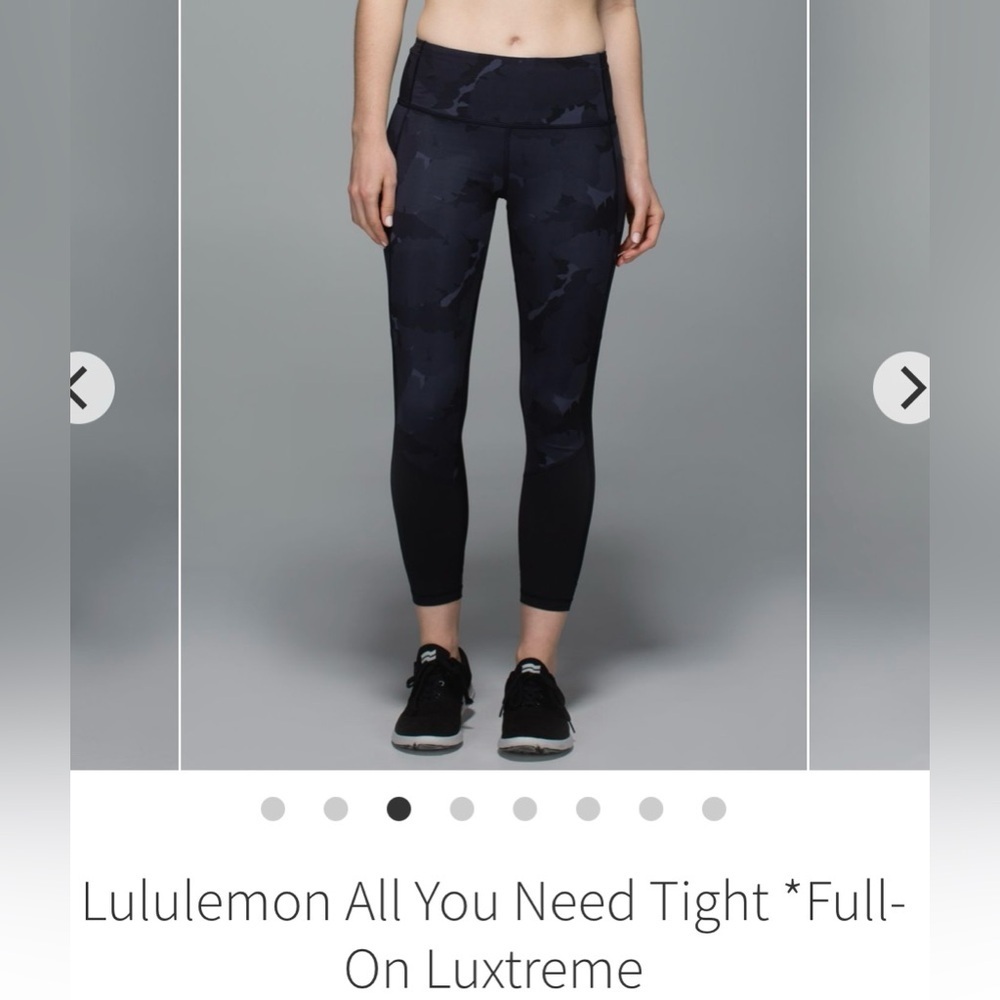 Lululemon All You Need Tight Full On Lixtreme Black Camo-Like Leggings - Size 2